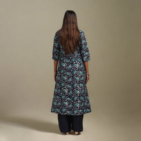 A-line cotton hand batik kurta for women 18 - handcrafted