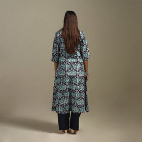 A-line cotton hand batik kurta for women 19 - handcrafted
