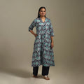 A-line cotton hand batik kurta for women 19 - handcrafted