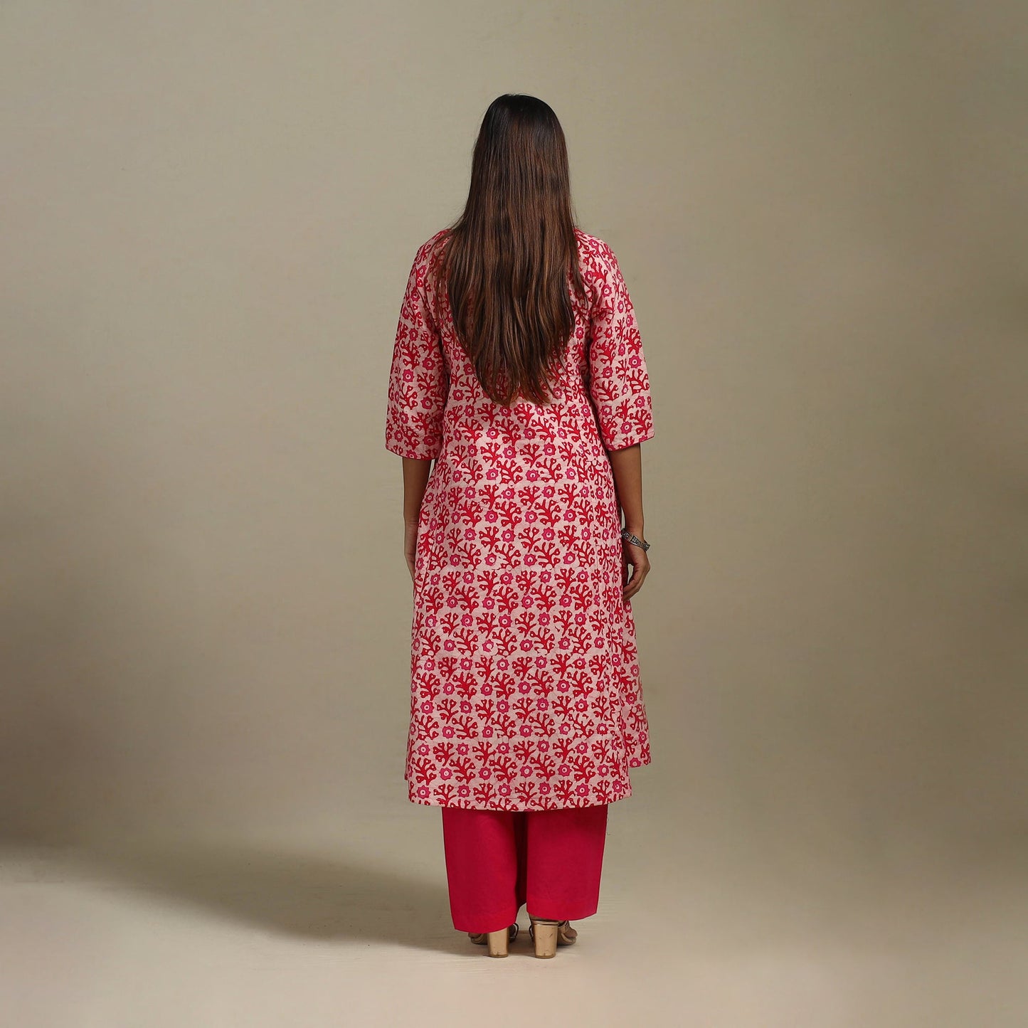 A-line cotton hand batik kurta for women 20 - handcrafted