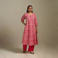 A-line cotton hand batik kurta for women 20 - handcrafted