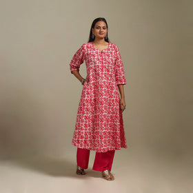 A-line cotton hand batik kurta for women 20 - handcrafted