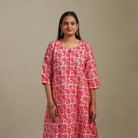 A-line cotton hand batik kurta for women 20 - handcrafted