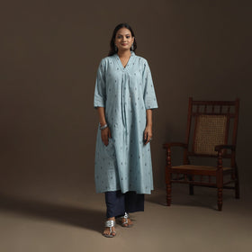 A-line cotton hand embroidered jacquard kurta for women 12