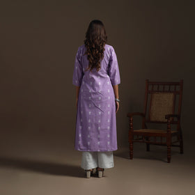 A-line cotton hand embroidered jacquard kurta for women 13