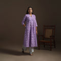 A-line cotton hand embroidered jacquard kurta for women 13
