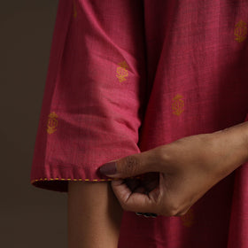 A-line cotton hand embroidered jacquard kurta for women 14