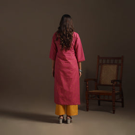 A-line cotton hand embroidered jacquard kurta for women 14