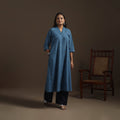 A-line cotton hand embroidered jacquard kurta for women 15