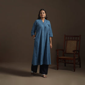 A-line cotton hand embroidered jacquard kurta for women 15