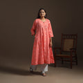 A-line cotton hand embroidered jacquard kurta for women 19