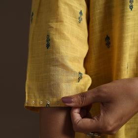 A-line cotton hand embroidered jacquard kurta for women 20