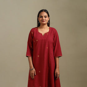 A-line cotton hand embroidered jamdani border thread buti