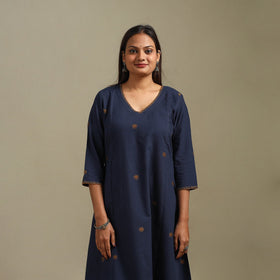 A-line cotton hand embroidered jamdani border thread buti