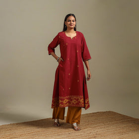 A-line cotton hand embroidered jamdani border thread buti