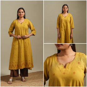 A-line cotton hand embroidered jamdani border thread buti