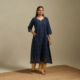 A-line cotton hand embroidered jamdani border thread buti