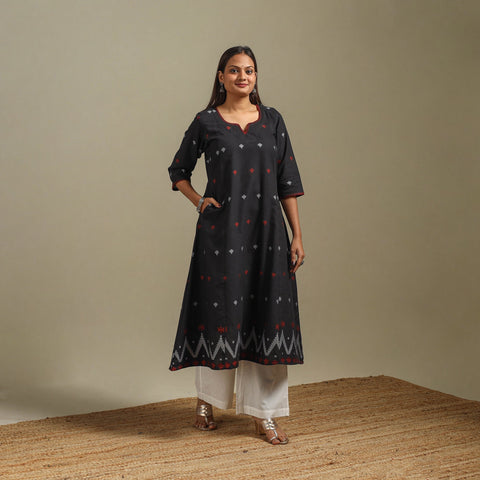 A-line cotton hand embroidered jamdani border thread buti