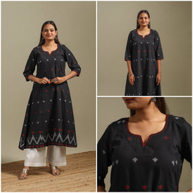 A-line cotton hand embroidered jamdani border thread buti