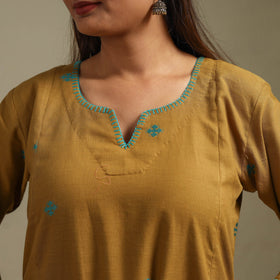 A-line cotton hand embroidered jamdani border thread buti