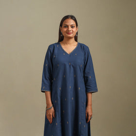 A-line cotton hand embroidered jamdani border thread buti