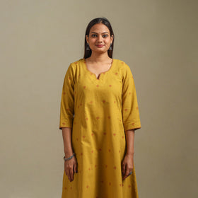 A-line cotton hand embroidered jamdani border thread buti