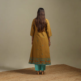 A-line cotton hand embroidered jamdani border thread buti