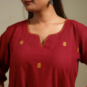 A-line cotton hand embroidered jamdani border thread buti