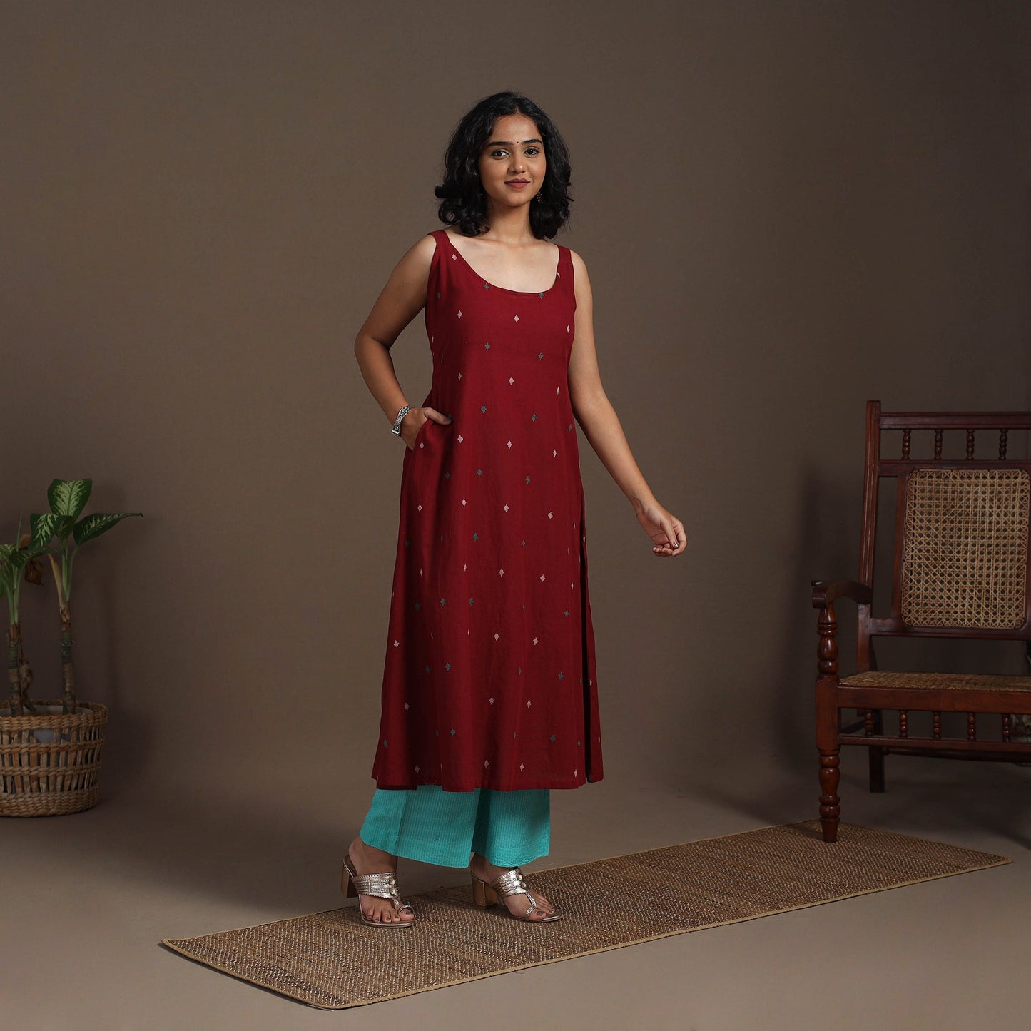 A-Line Cotton Jacquard Kurta