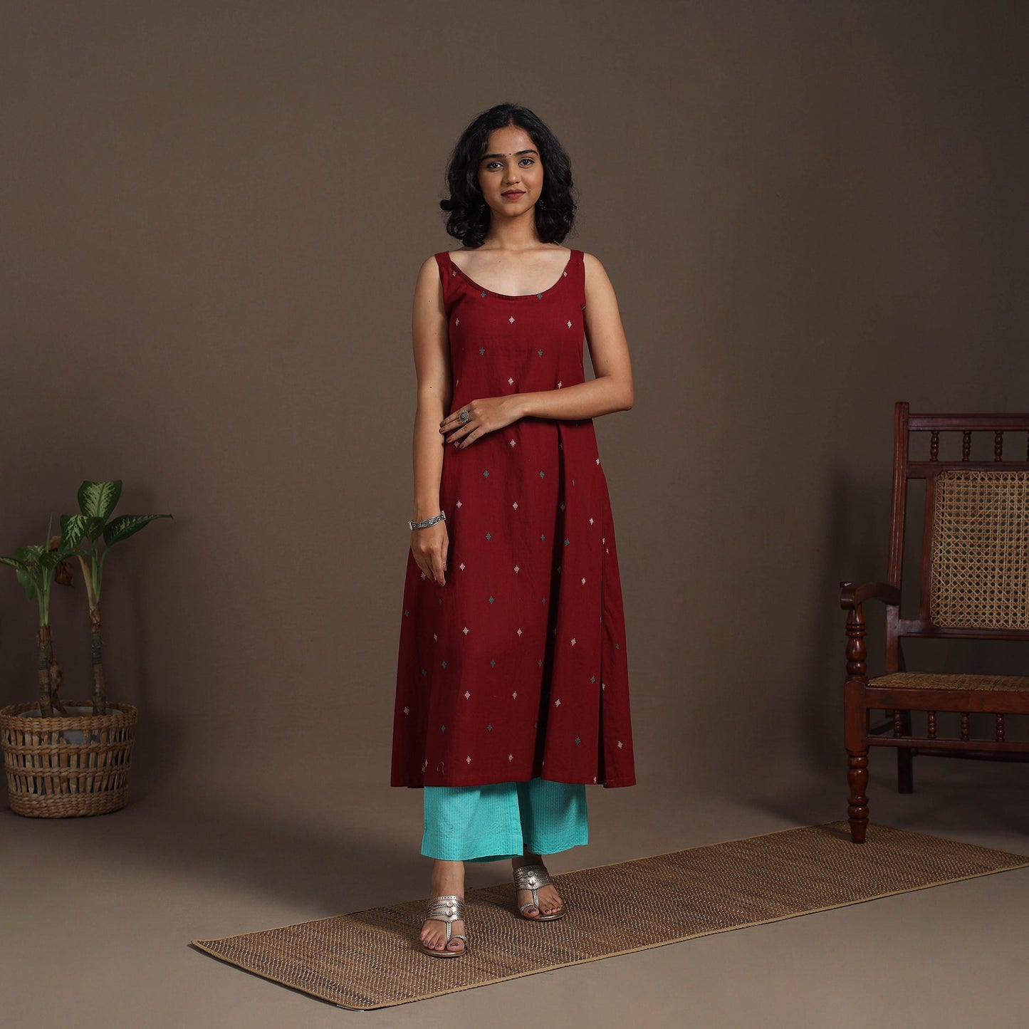 A-Line Cotton Jacquard Kurta