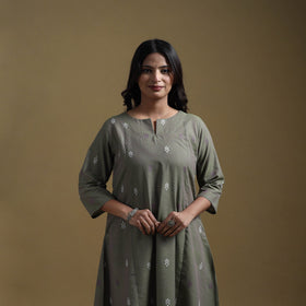 A-line cotton jacquard kurta for women 01 - handcrafted