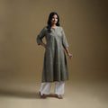 A-line cotton jacquard kurta for women 01 - handcrafted