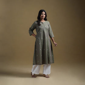 A-line cotton jacquard kurta for women 01 - handcrafted