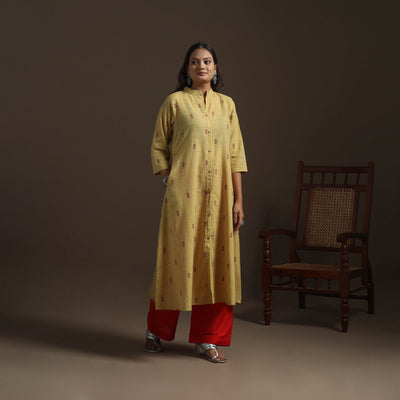 A-line cotton jacquard kurta for women 02 - handcrafted