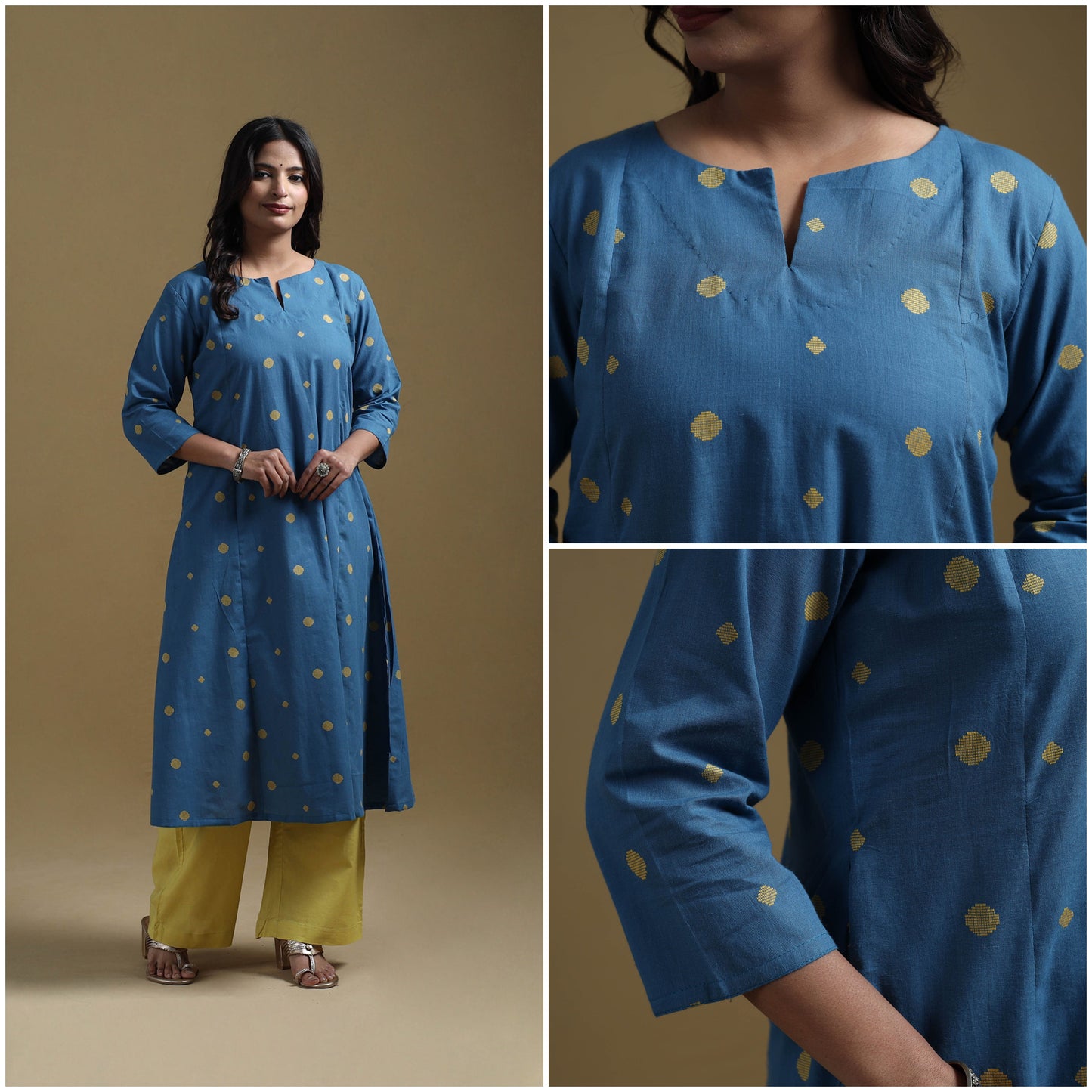 A-line cotton jacquard kurta for women 03 - handcrafted