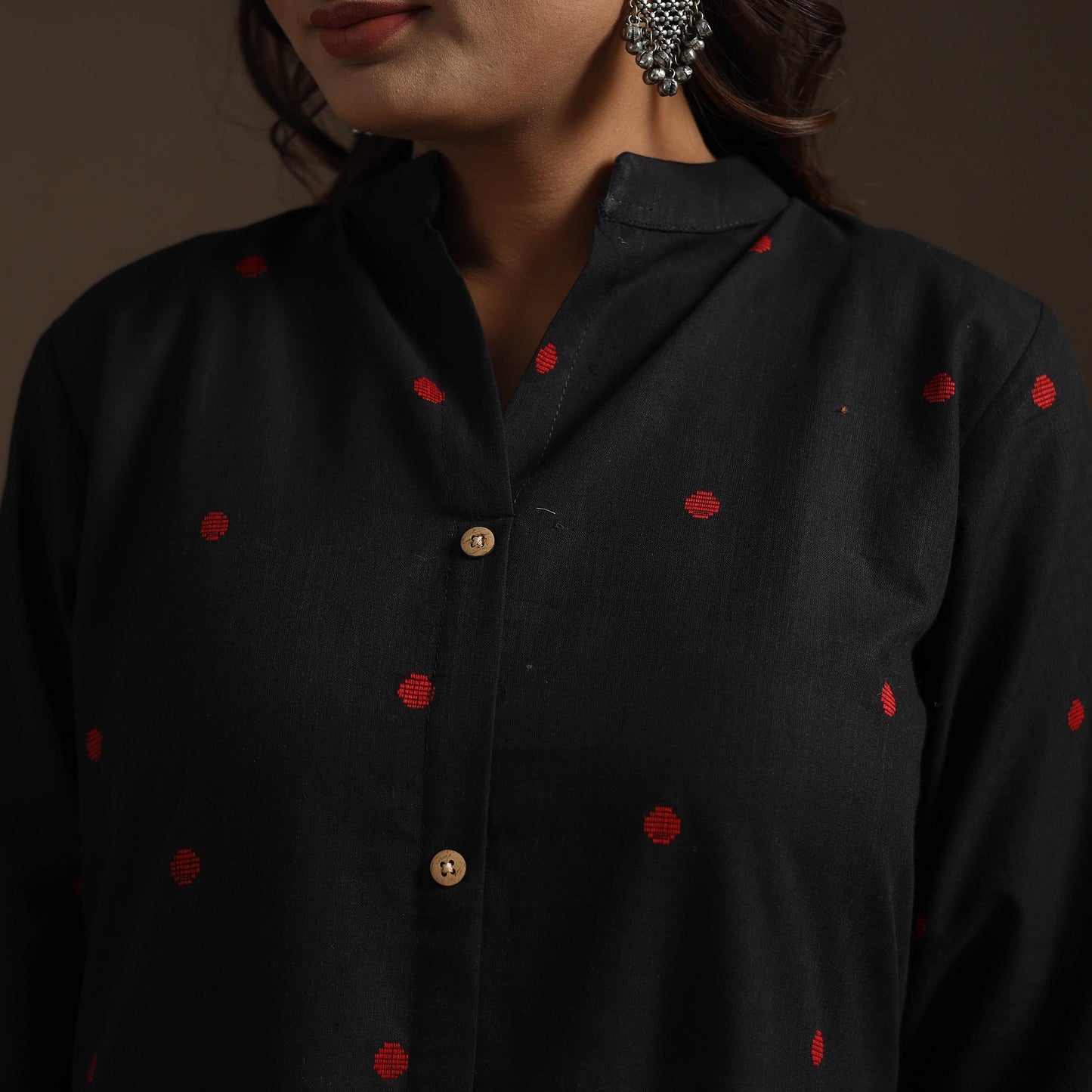 A-line cotton jacquard kurta for women 03 - handcrafted