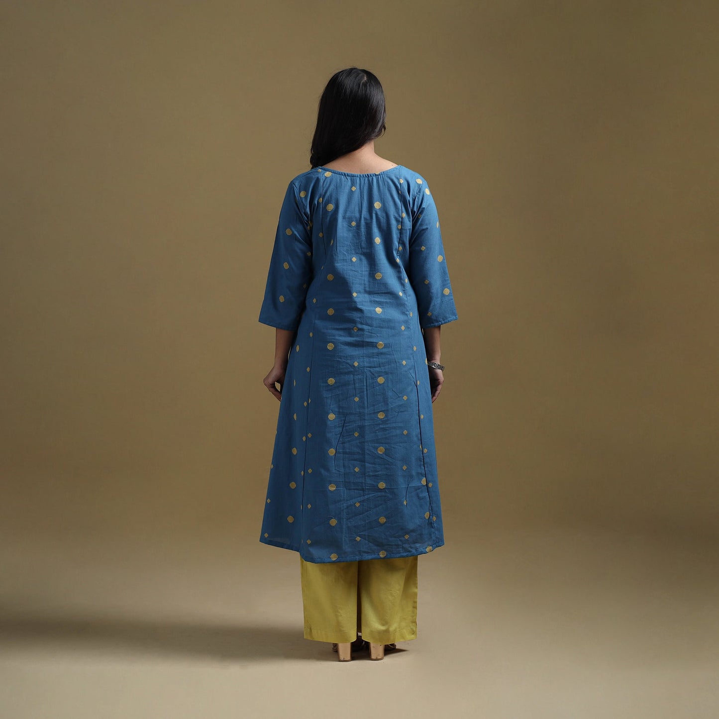 A-line cotton jacquard kurta for women 03 - handcrafted