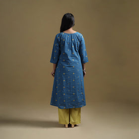 A-line cotton jacquard kurta for women 03 - handcrafted