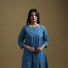 A-line cotton jacquard kurta for women 03 - handcrafted