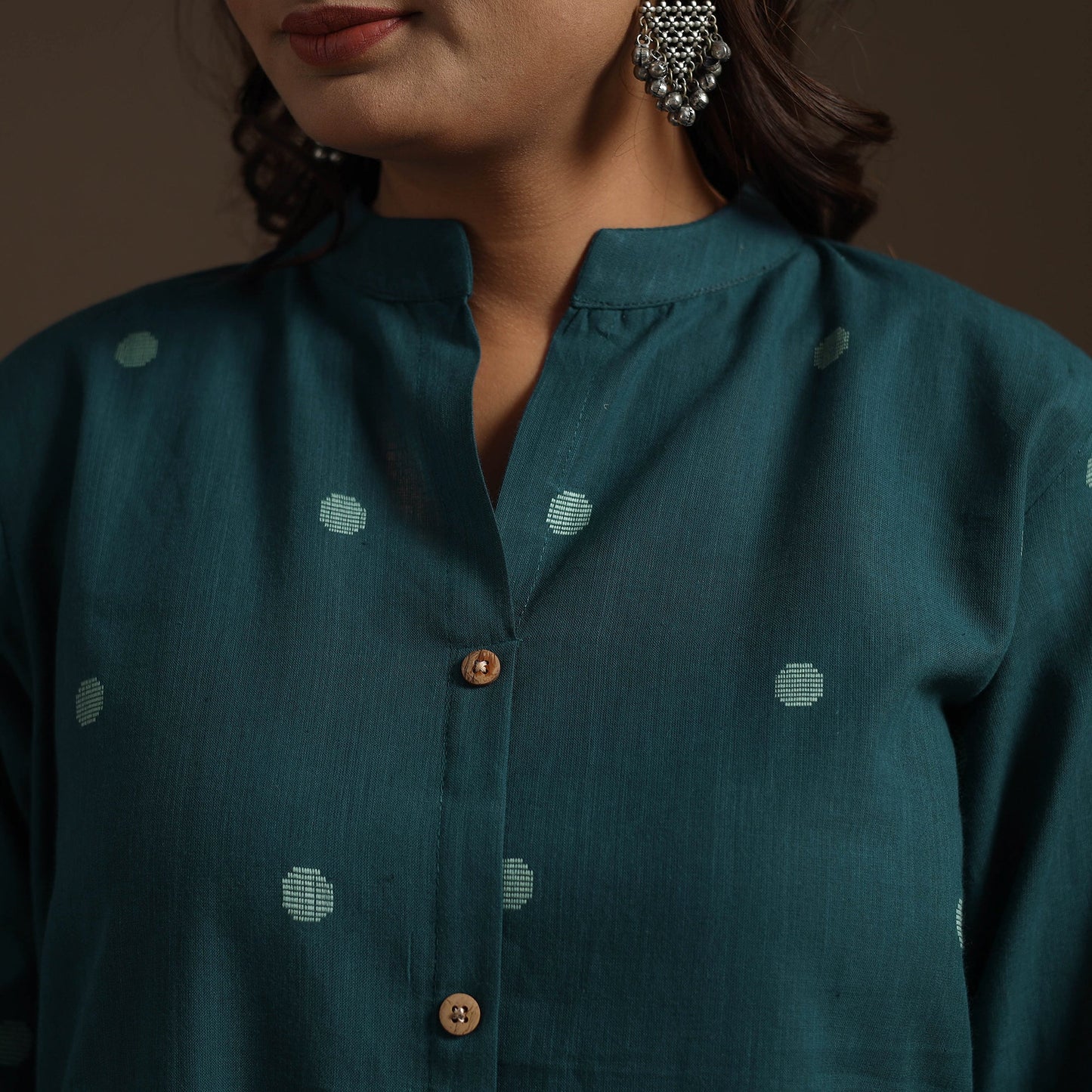 A-line cotton jacquard kurta for women 04 - handcrafted