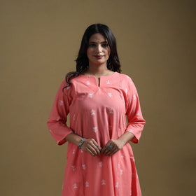 A-line cotton jacquard kurta for women 05 - handcrafted