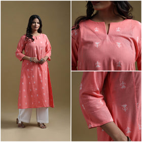 A-line cotton jacquard kurta for women 05 - handcrafted