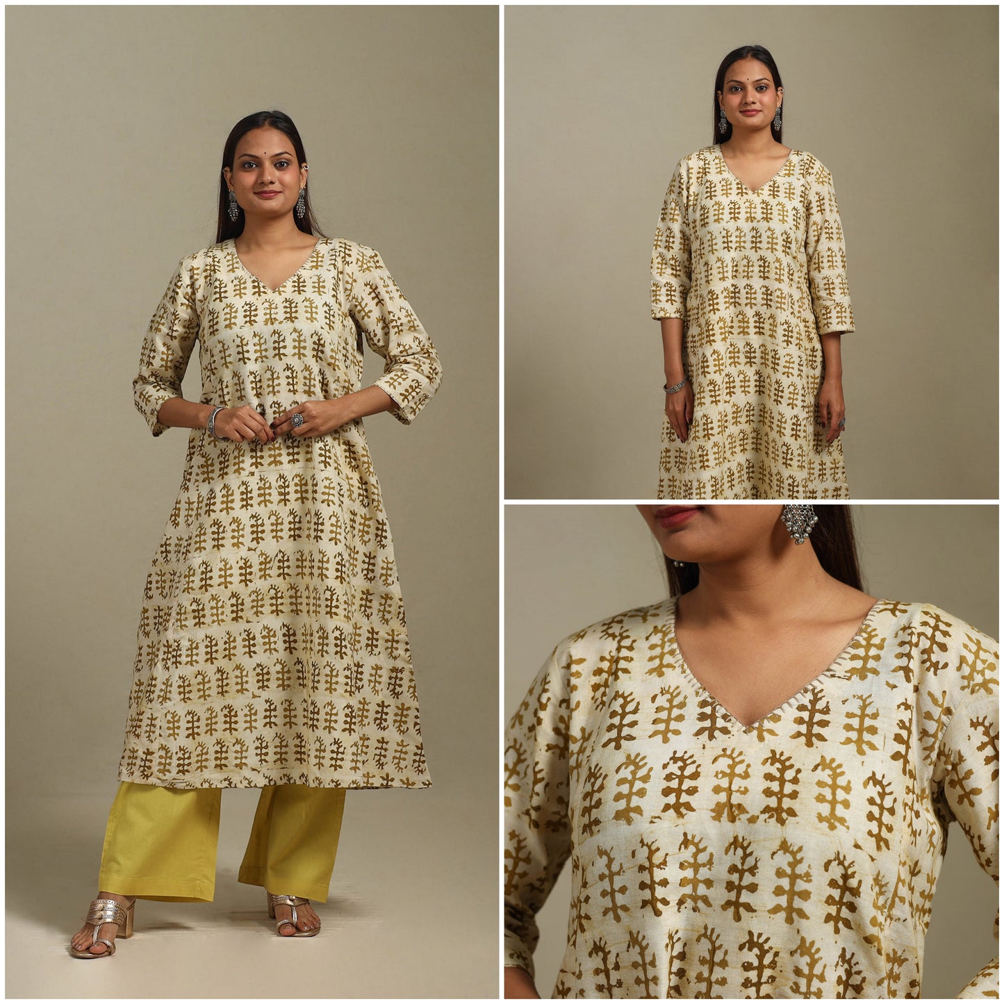 A-line embroidered cotton hand batik kurta for women 11