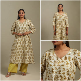 A-line embroidered cotton hand batik kurta for women 11