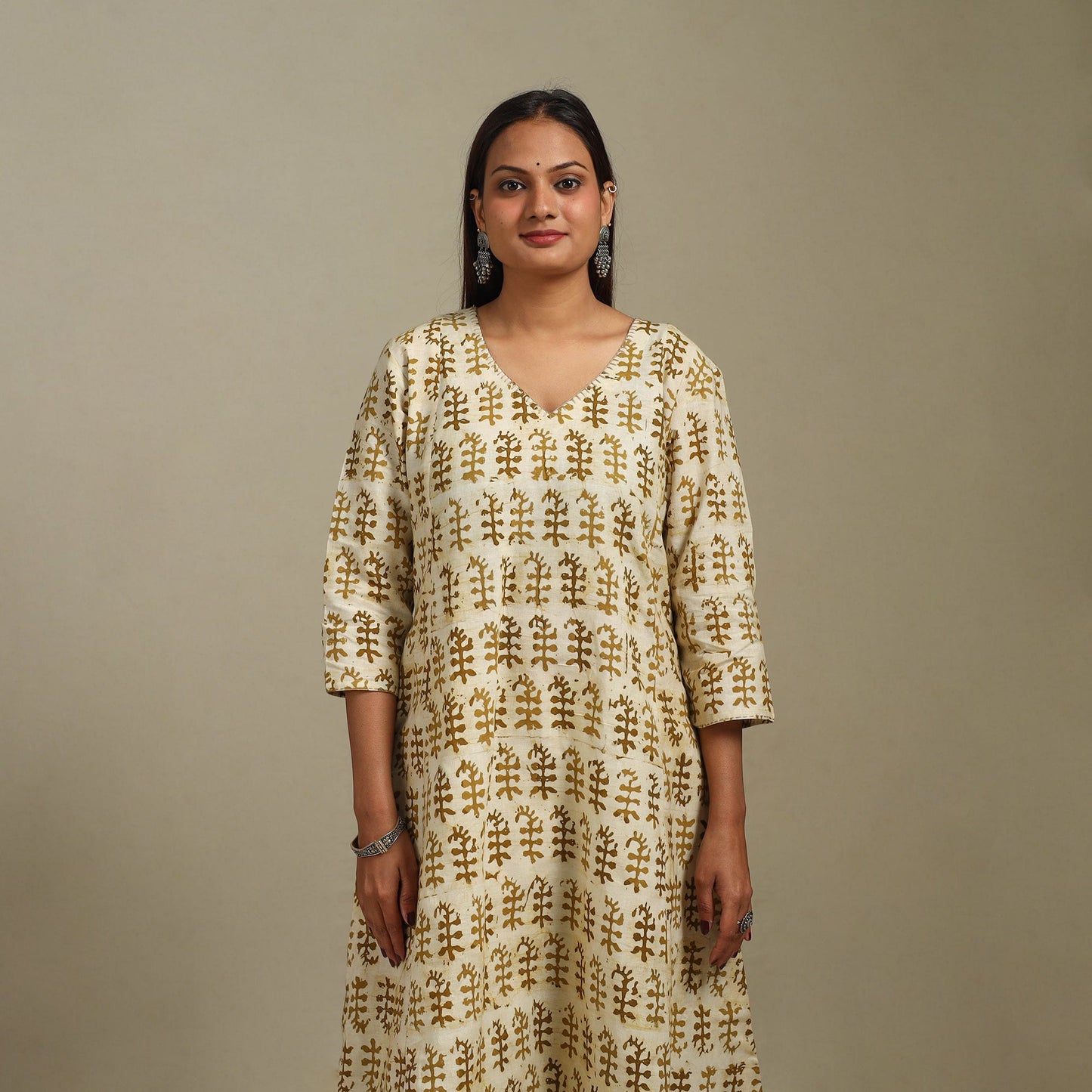 A-line embroidered cotton hand batik kurta for women 11