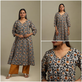 A-line embroidered cotton hand batik kurta for women 12