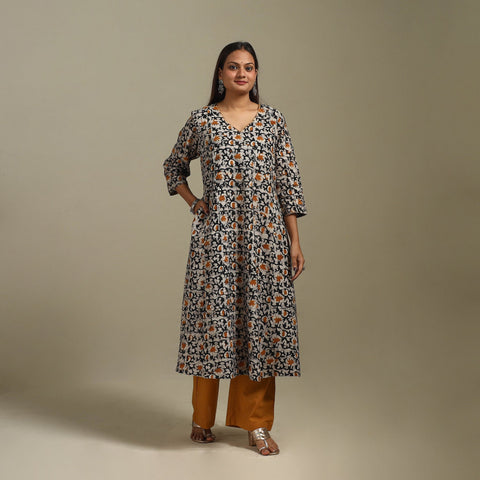 A-line embroidered cotton hand batik kurta for women 12