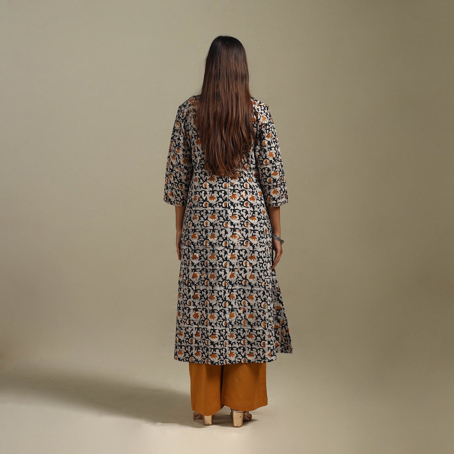 A-line embroidered cotton hand batik kurta for women 12