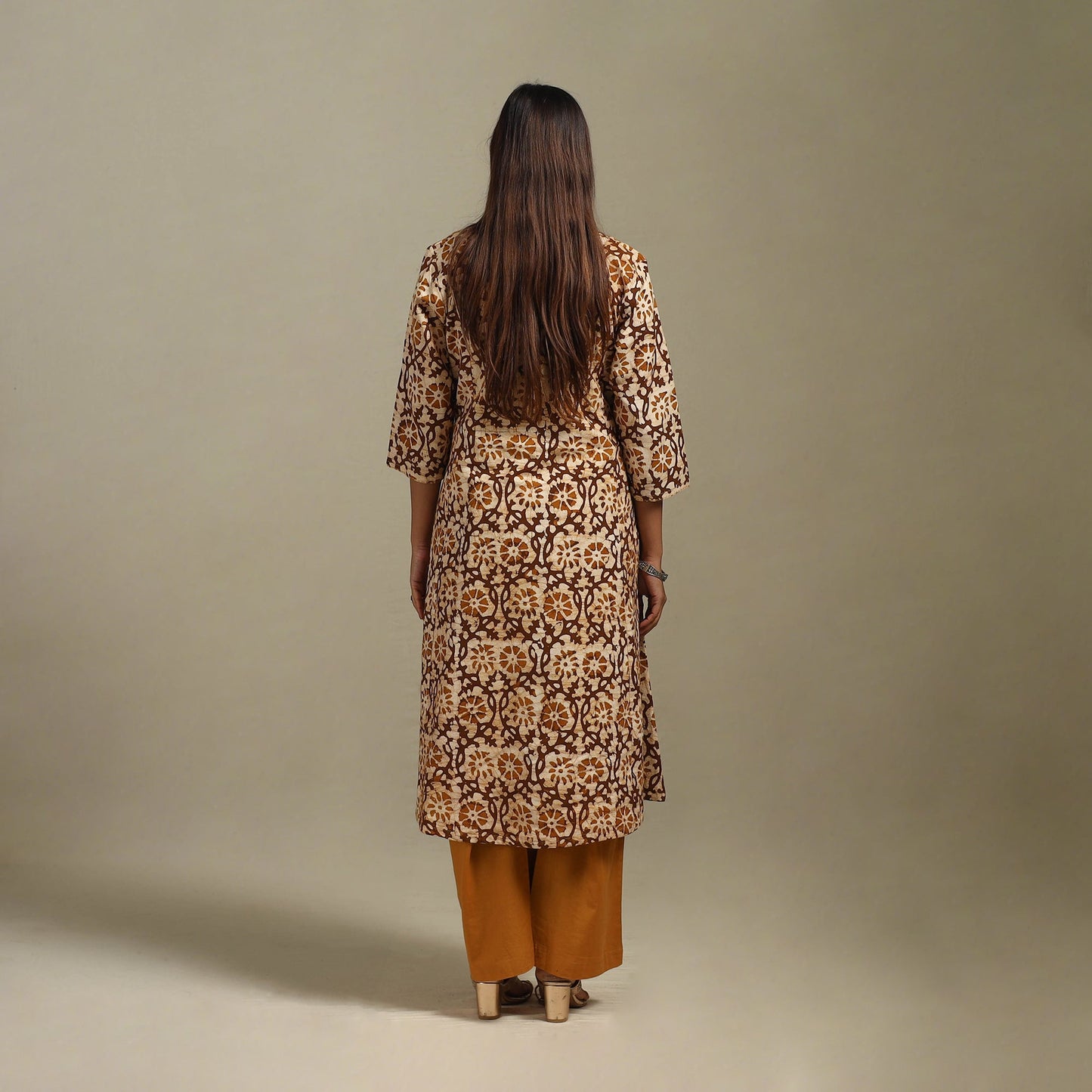 A-line embroidered cotton hand batik kurta for women 13