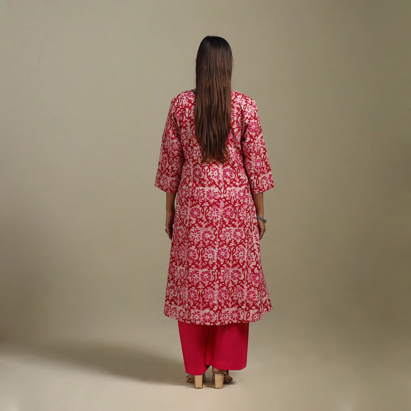 A-line embroidered cotton hand batik kurta for women 14